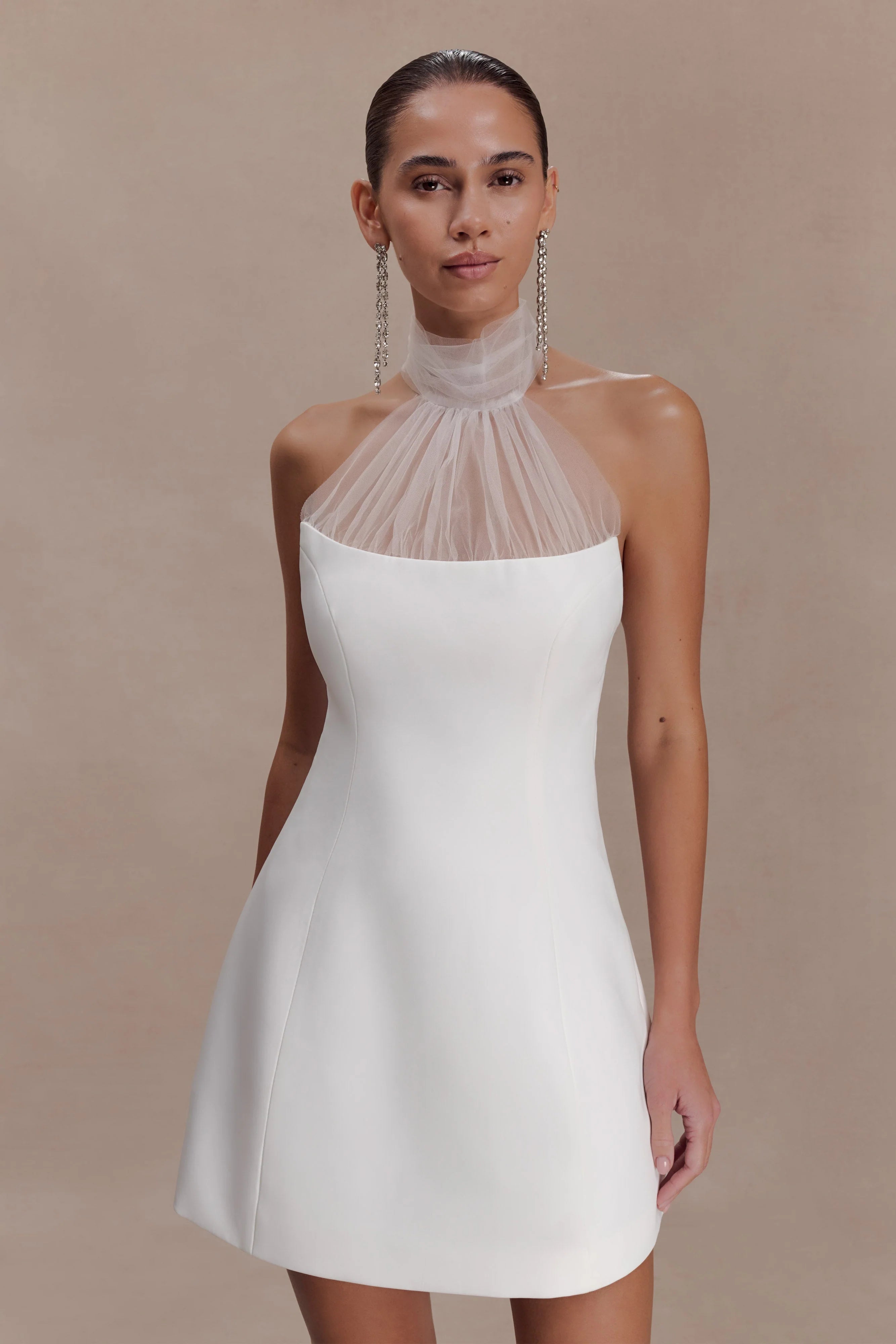 Riley Halter Suiting Mini Dress - Ivory