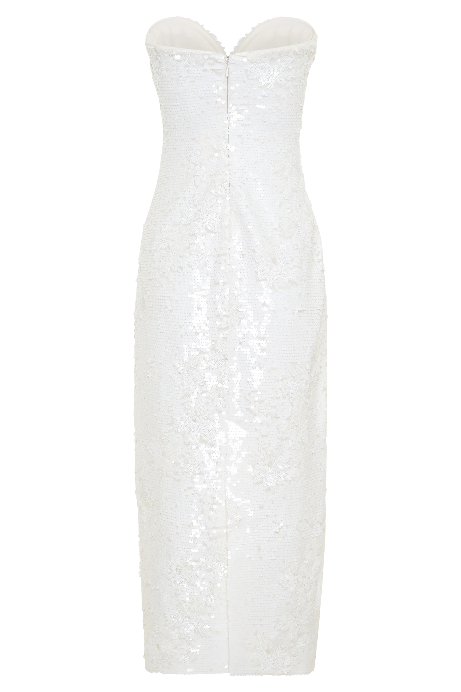 Maisie Strapless Sequin Midi Dress - White